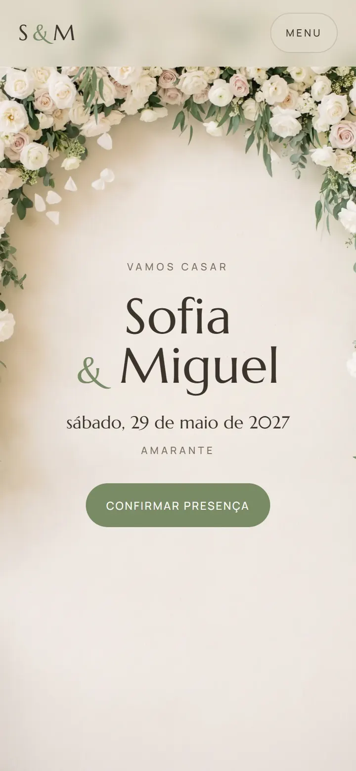 Site de exemplo no modelo Estufa