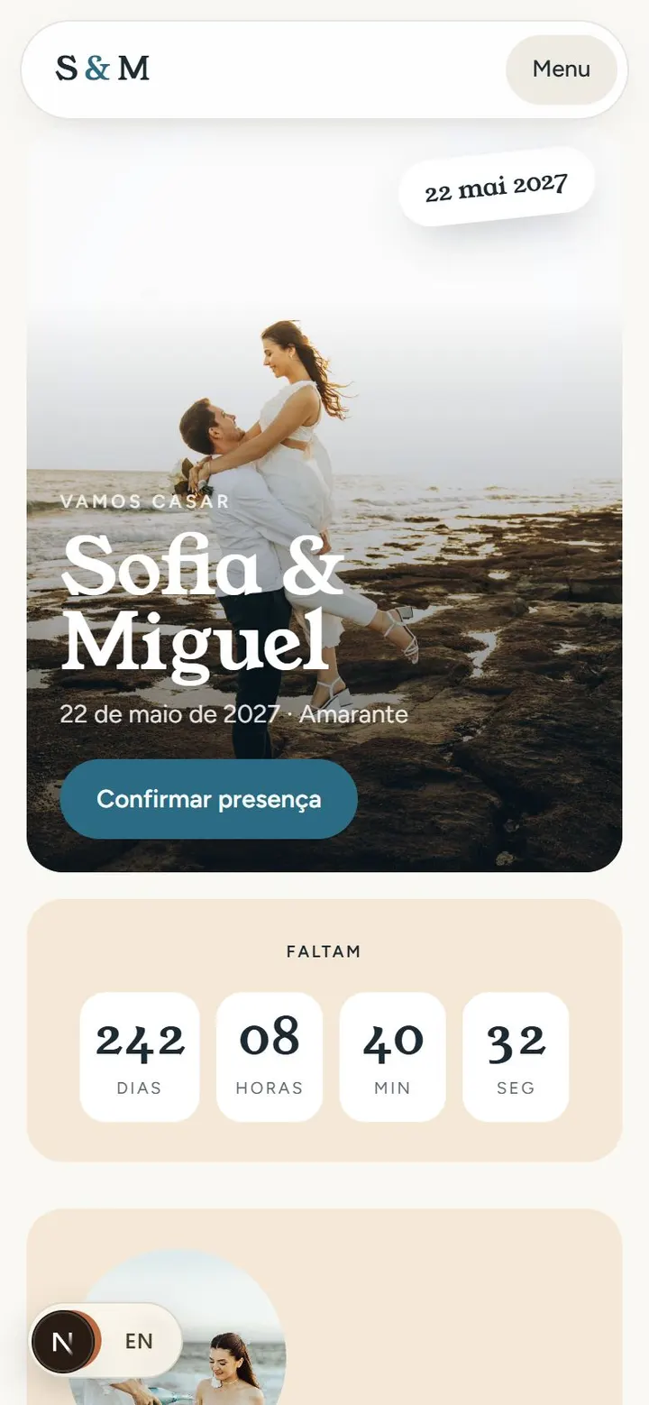 Site de exemplo no modelo Maré