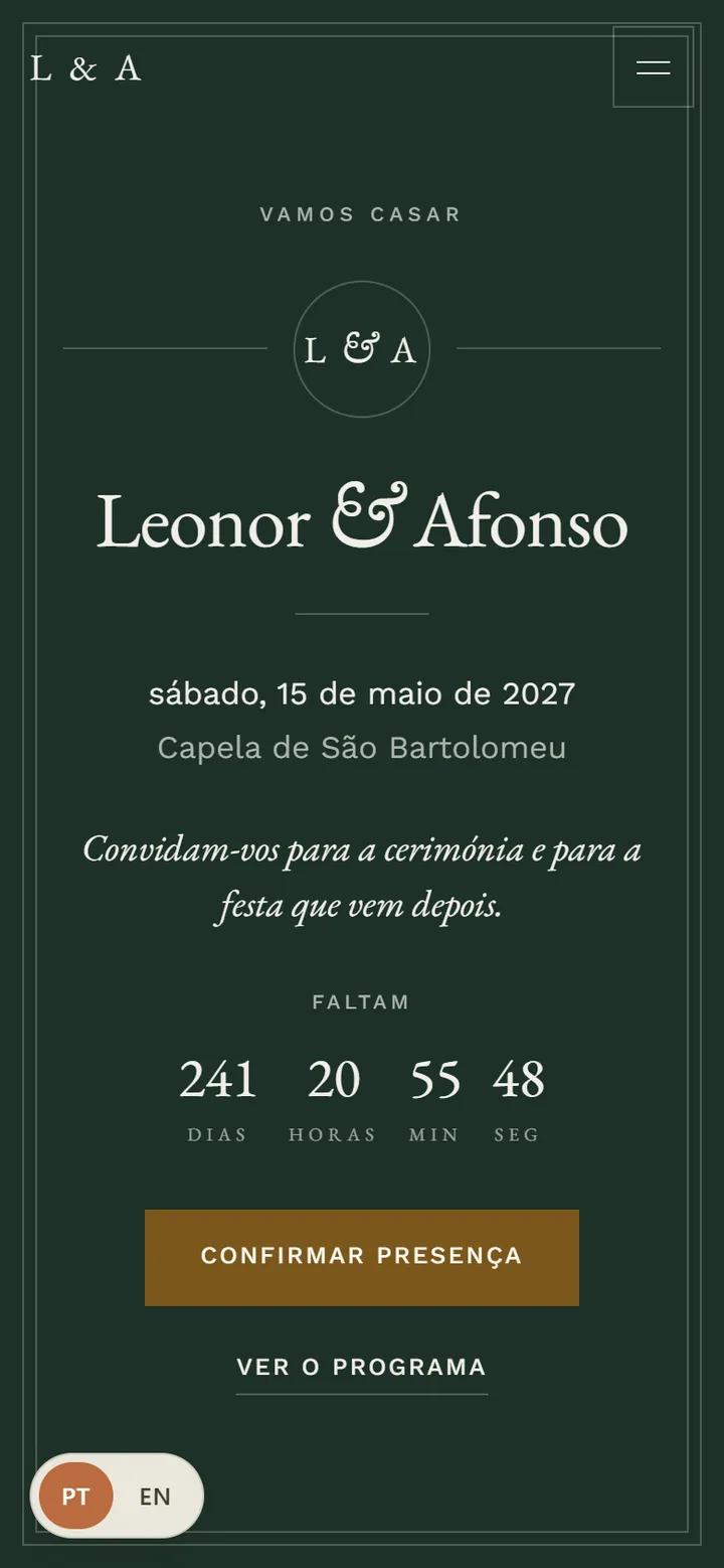 Site de exemplo no modelo Monograma
