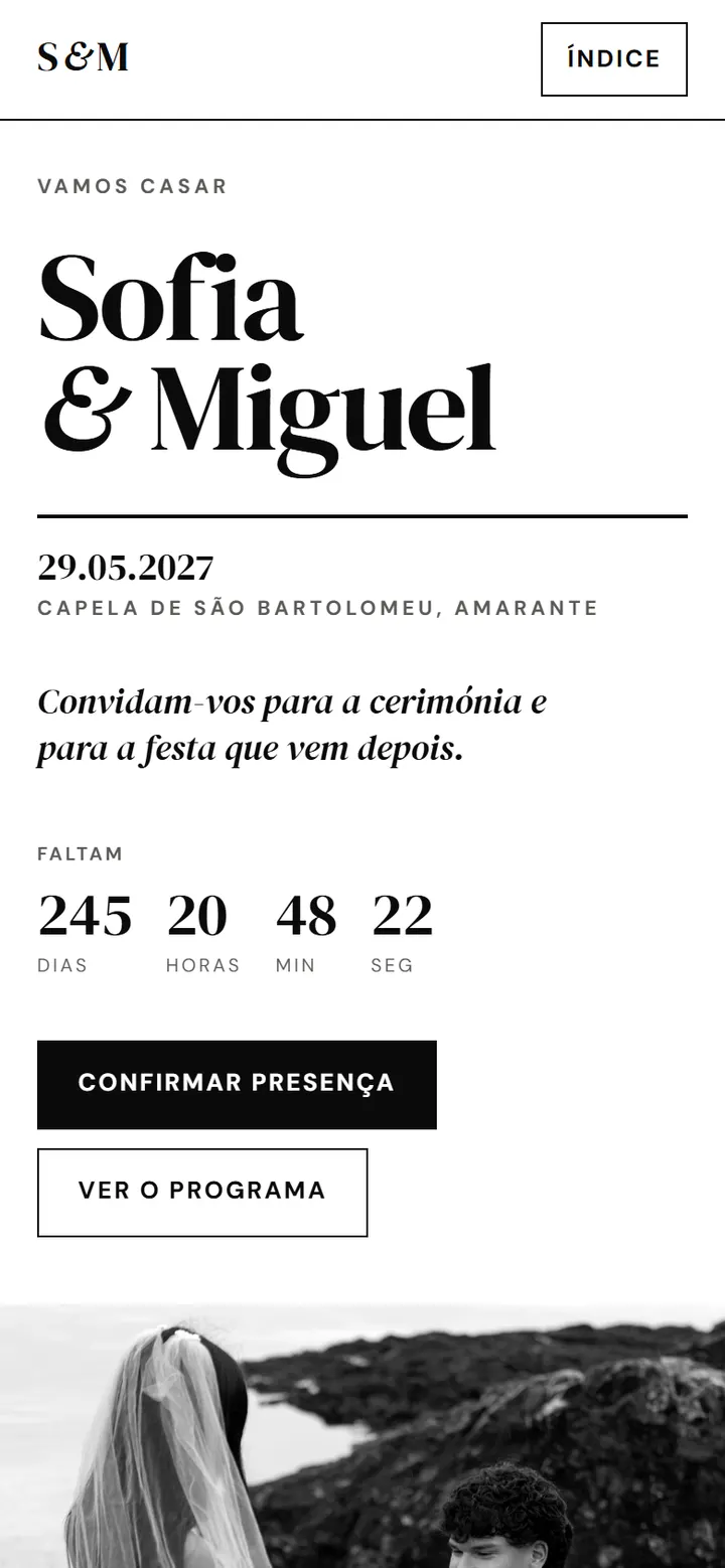 Site de exemplo no modelo Contraste