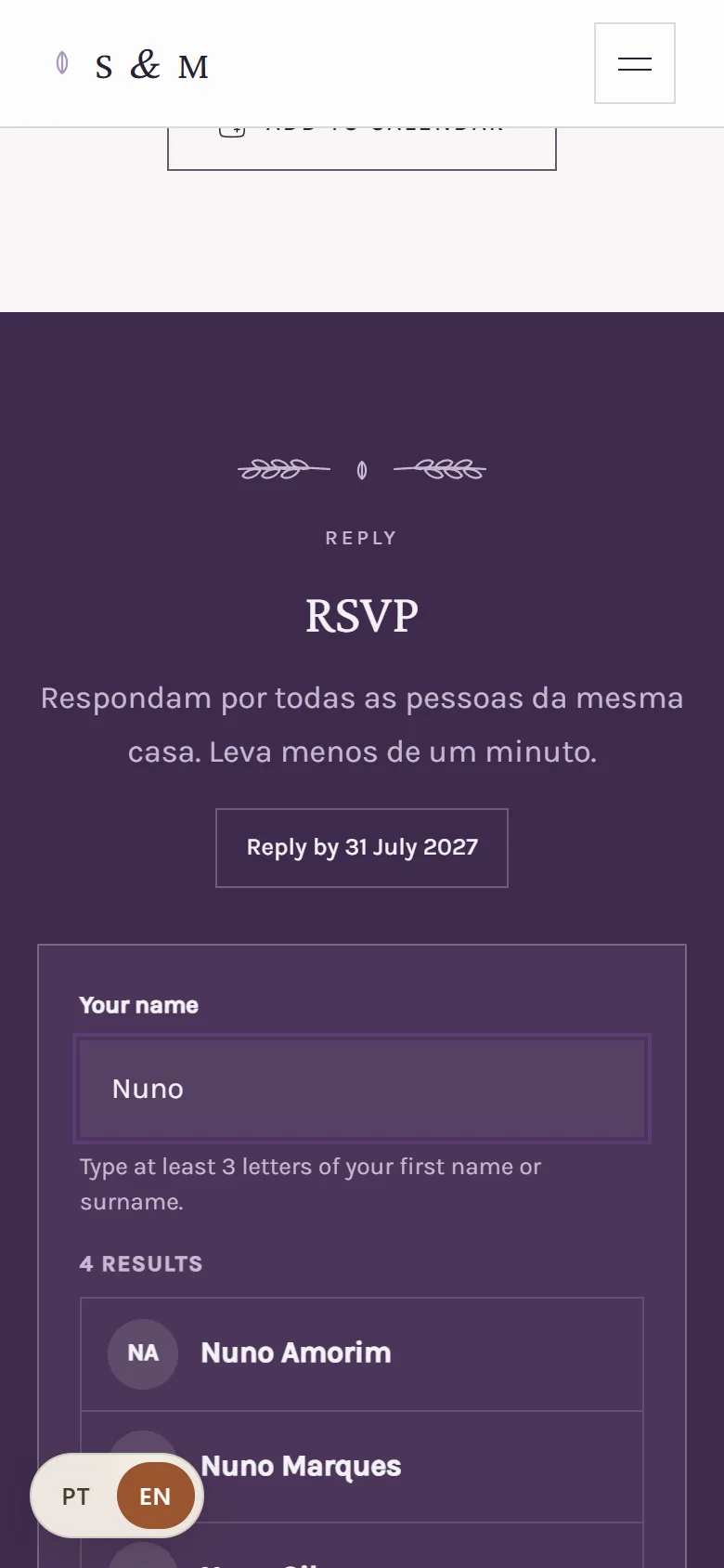 RSVPs on joinVows