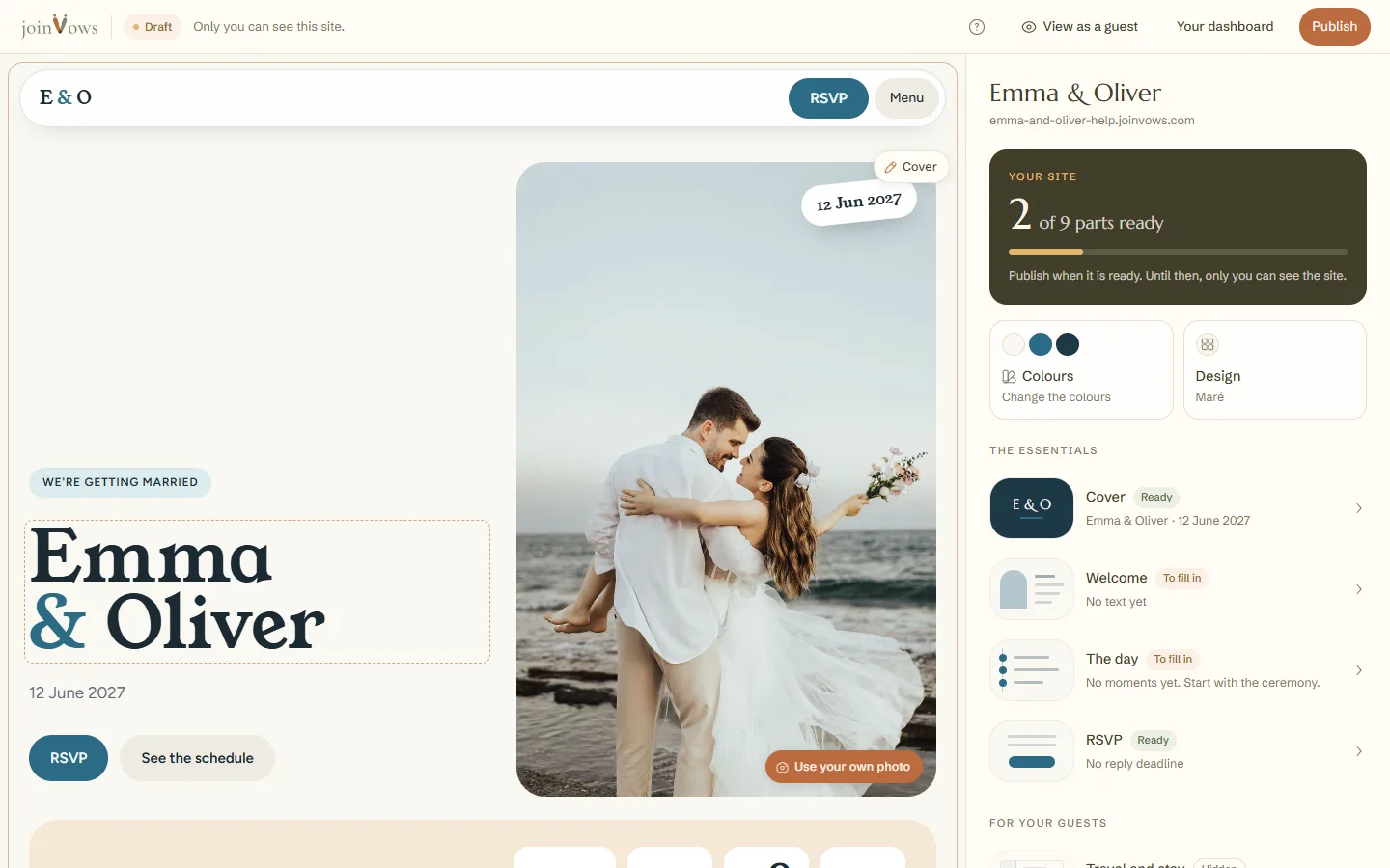 The site open in the editor