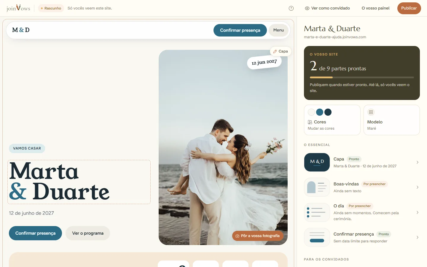 O site aberto no editor