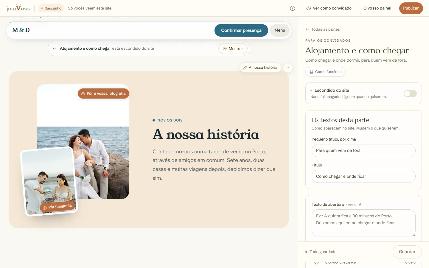 O painel de alojamento e como chegar
